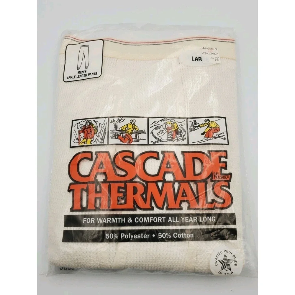 Vintage Cascade Thermals Long Underwear Mens Large USA Waffle Knit Bottoms Large
